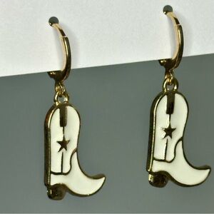 Gold and White Cowboy Boot Earrings – BUY 5+ & GET 40% OFF